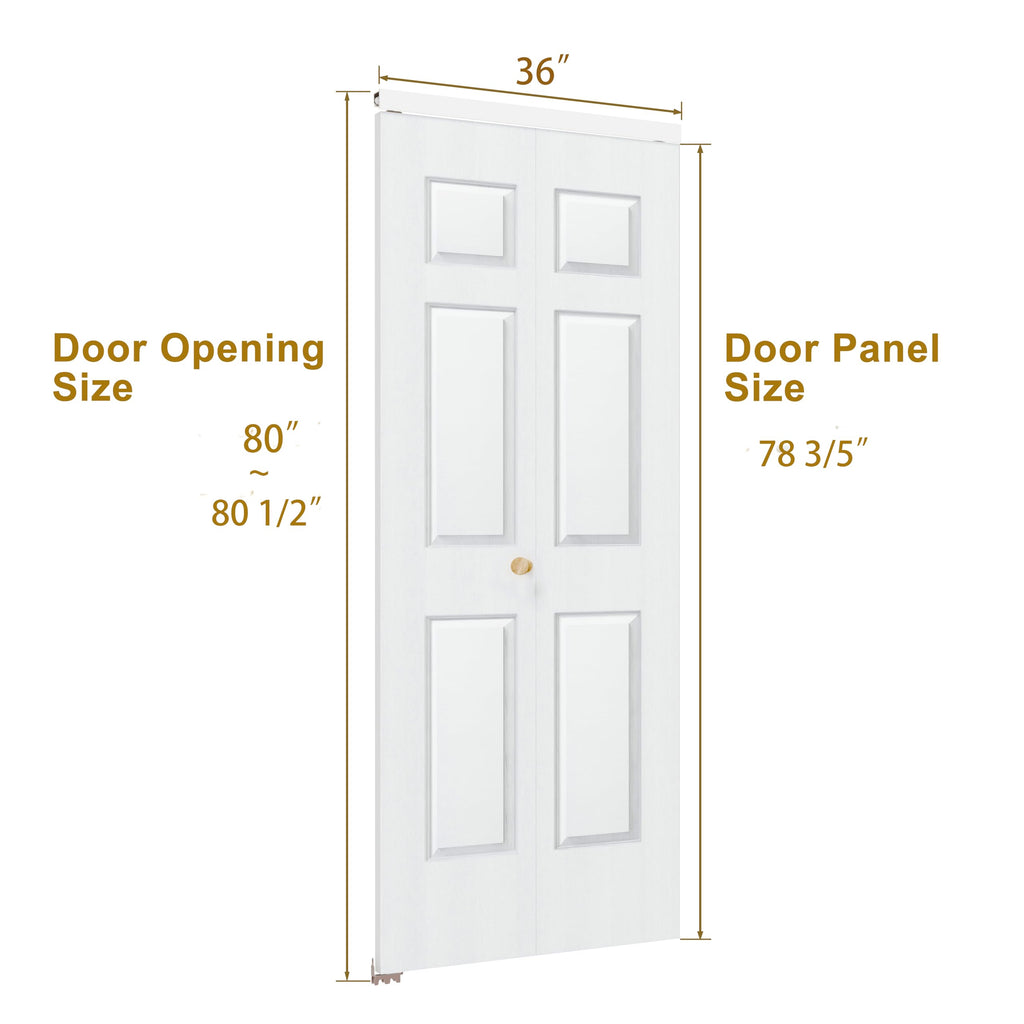Bifold Door for 36" x 80" Opening, 6-Panel Hollow Core Folding Door