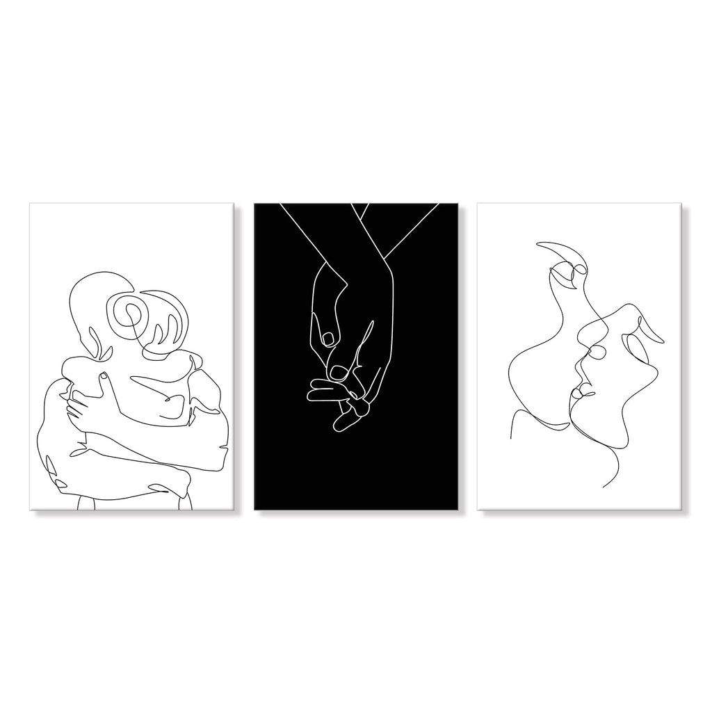 Couples Wall Decor Black and White Canvas Wall Art Minimalist Line Drawing Art Poster Prints Romantic Couple Love