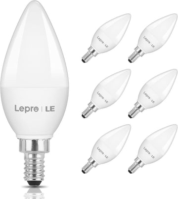 E12 LED Candelabra Light Bulbs, 5.5 watt, 40 watt Equivalent C37 B11 Ceiling Fan Bulb Chandelier Bulbs, 2700 Kelvin
