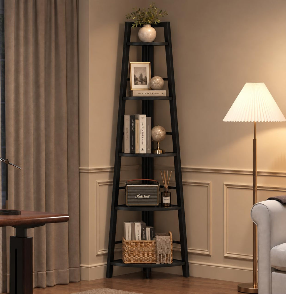 5-Tier Corner Shelf, Tall Corner Bookshelf