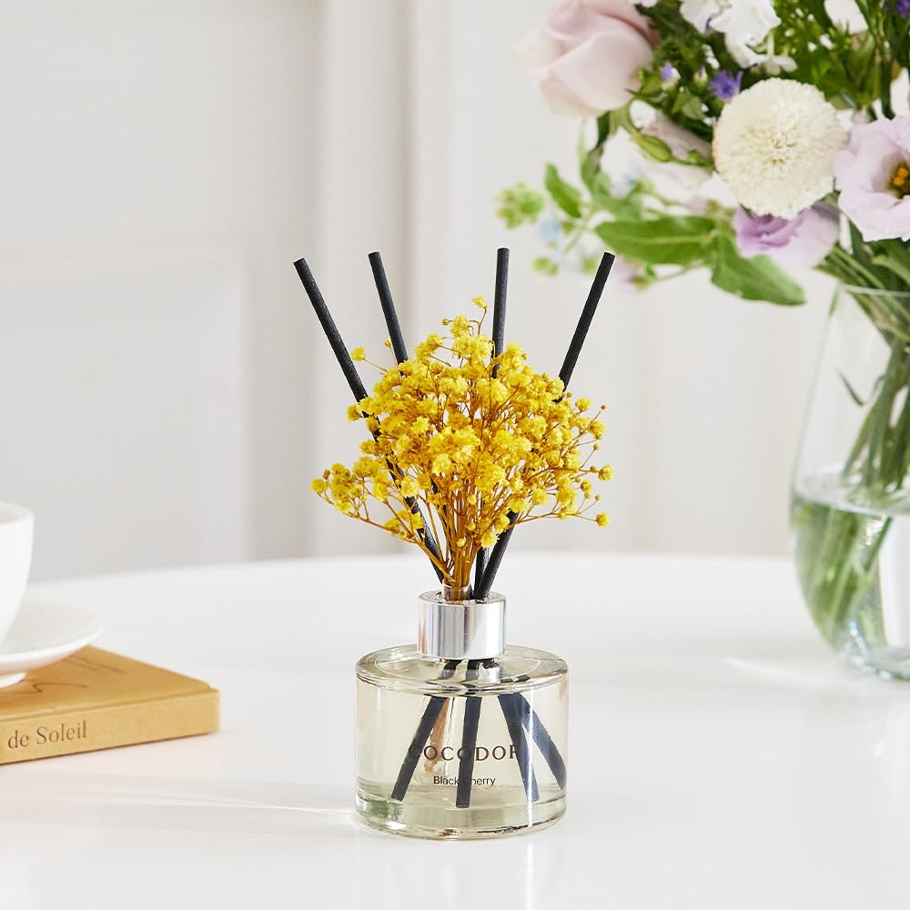 Preserved Real Flower Reed Diffuser/Cashmere Vanilla / 6.7oz(200ml) / 2 Pack/Reed Diffuser Set, Oil Diffuser & Reed