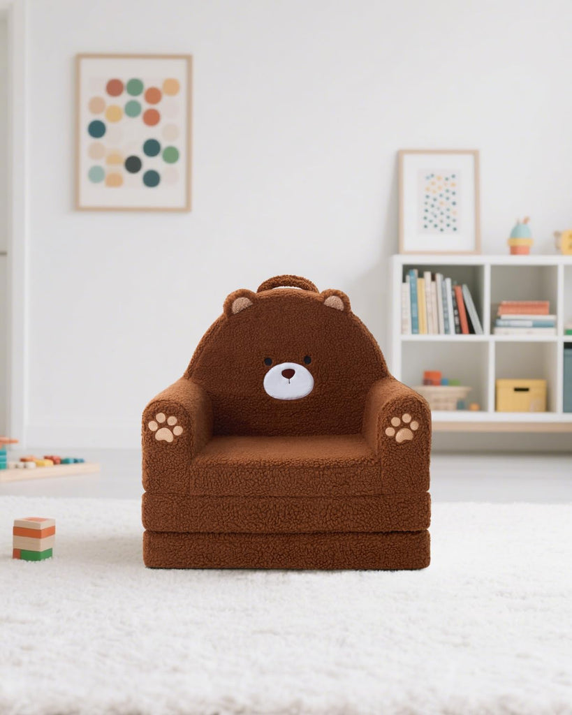 In-1 Foldable Toddler Couch, Comfy Kids Sofa Chair, Bear
