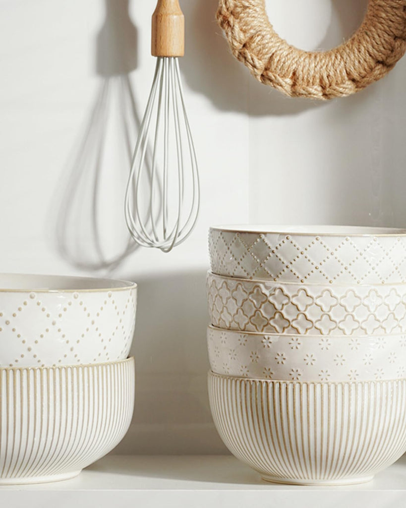 Large Serving Bowls (9.5 inch & 92 fl oz), Ceramic Salad Bowl Set of 2, Microwave and Dishwasher Safe