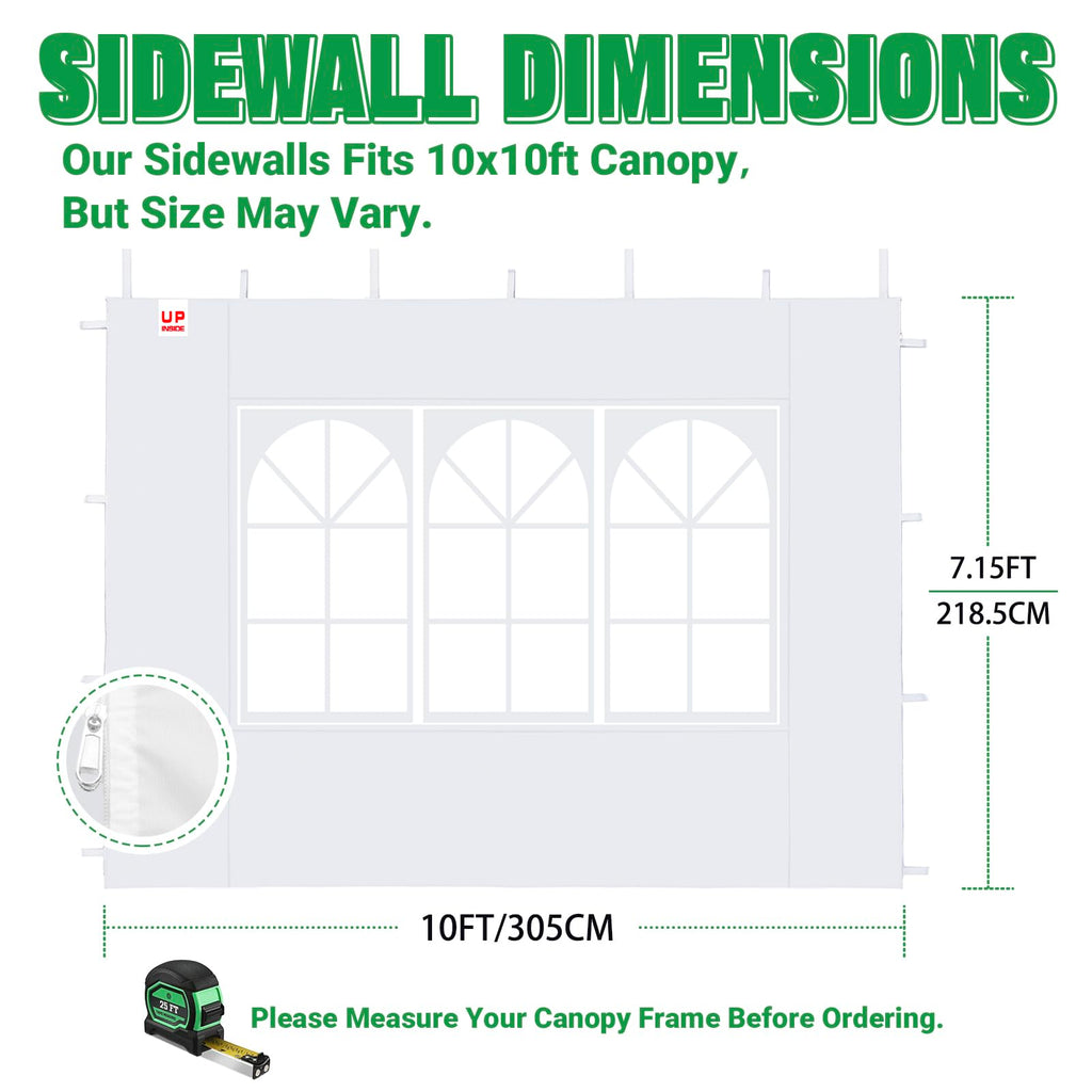 10x10 Church Window Sidewalls for Canopy, White(3PCS No Frame or Top)