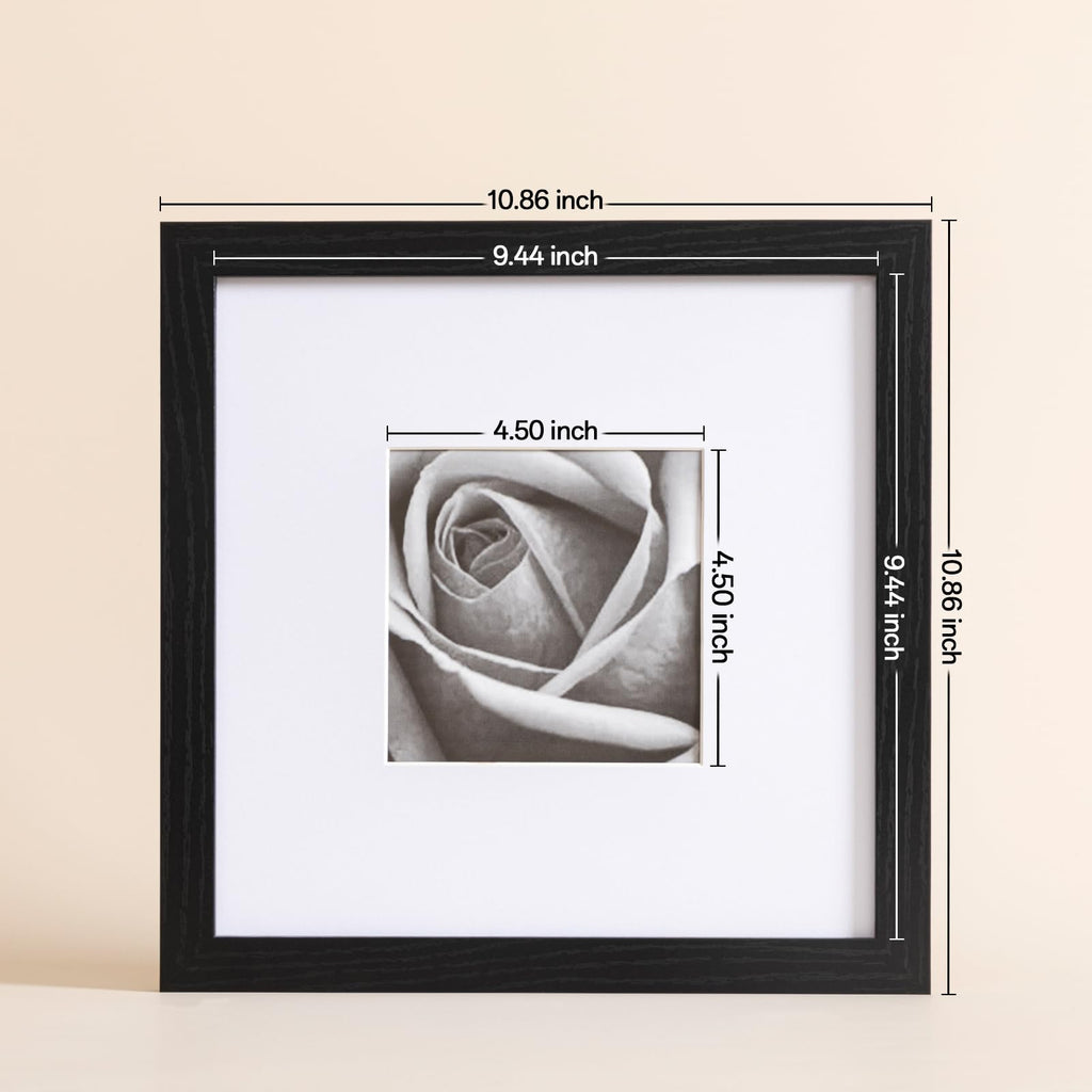 Picture Frames Set of 9, 10x10 in, Acrylic Cover, Black