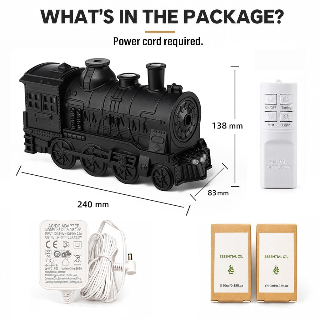 Retro Steam Train Essential Oil Diffuser Set with 2 Oils 300ml