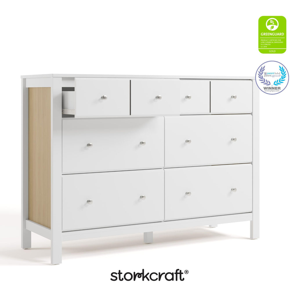 Horizon 6 Drawer Dresser, White with Driftwood