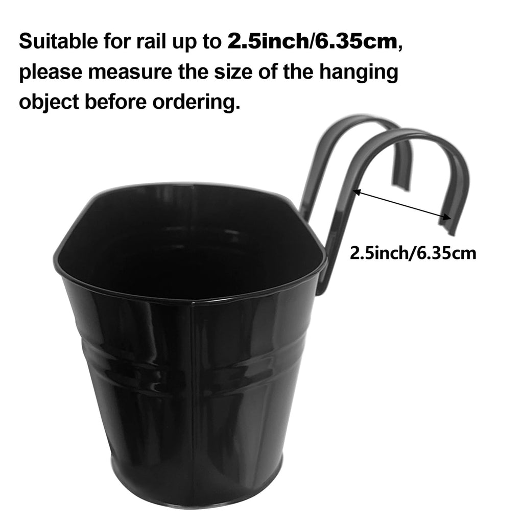 Hanging Planters, 10.6" Metal Railing Planters for Outdoor Plants, 4pcs