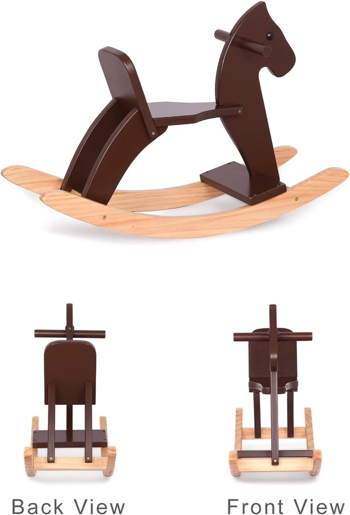 Wooden Rocking Horse, Boy and Girs Ride-On Toy with Foot Pedal