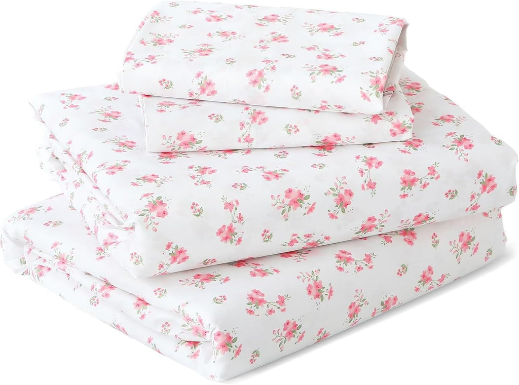 Queen 4 Piece Sheet Set, Soft Breathable Bed Sheet Set for Bedroom with Deep Pocket Up to 16", Wrinkle-Free & Cooling