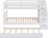 Stairway Twin Over Full Bunk Bed with Twin Trundle and Drawers