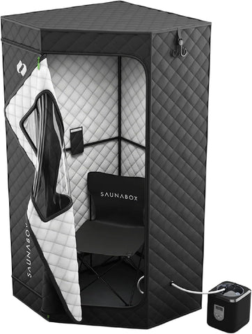 SAUNABOX SmartSteam Kit Pro | Personal Steam Sauna for Home Use | Portable Sauna Tent with Chair