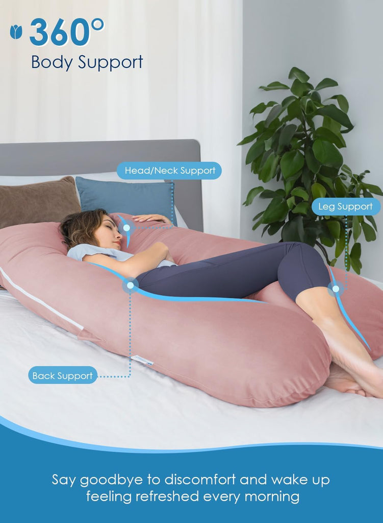 Pregnancy Pillows for Sleeping, Cooling U Shaped Body Pillow, Maternity Pillow for Pregnant Women with Silky Soft