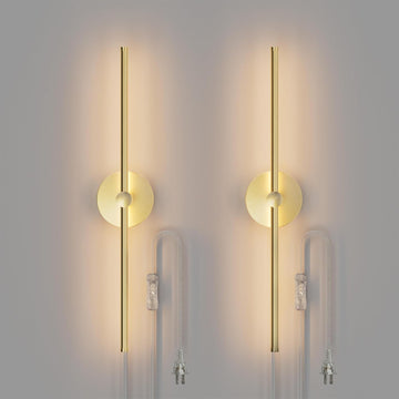 Plug in or Hardwired Linear Wall Sconce: 24 Inch LED Indoor Modern Linear Wall Lights Set of Two with On/Off Switch
