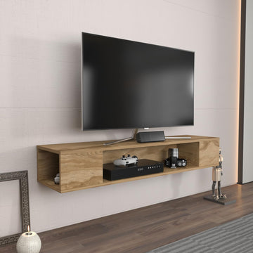 Peti Floating Cabinet Wall Mounted TV Stand Media Console Shelf (Oud Oak)