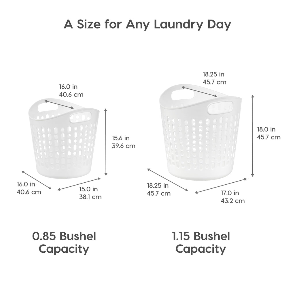 USA Plastic Laundry Hamper, 27L- 3 PK, Flexible, Ventilation, White