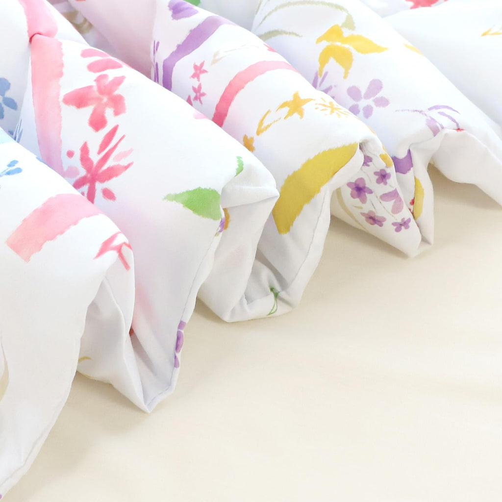 Toddler Bedding Set for Girls, 4 Piece Soft & Breathable Rainbow & Sun Crib Bedding Set, Bed-in-A-Bag Toddler