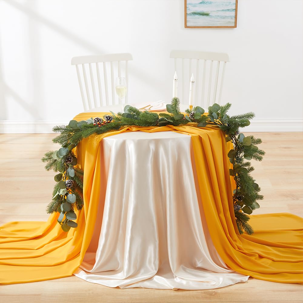 Mustard Yellow Chiffon Fabric by The Yard, 60" Wide, 5 Yards
