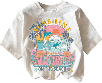 Girl's Graphic Print Tees Summer Cute T Shirts Trendy Tops
