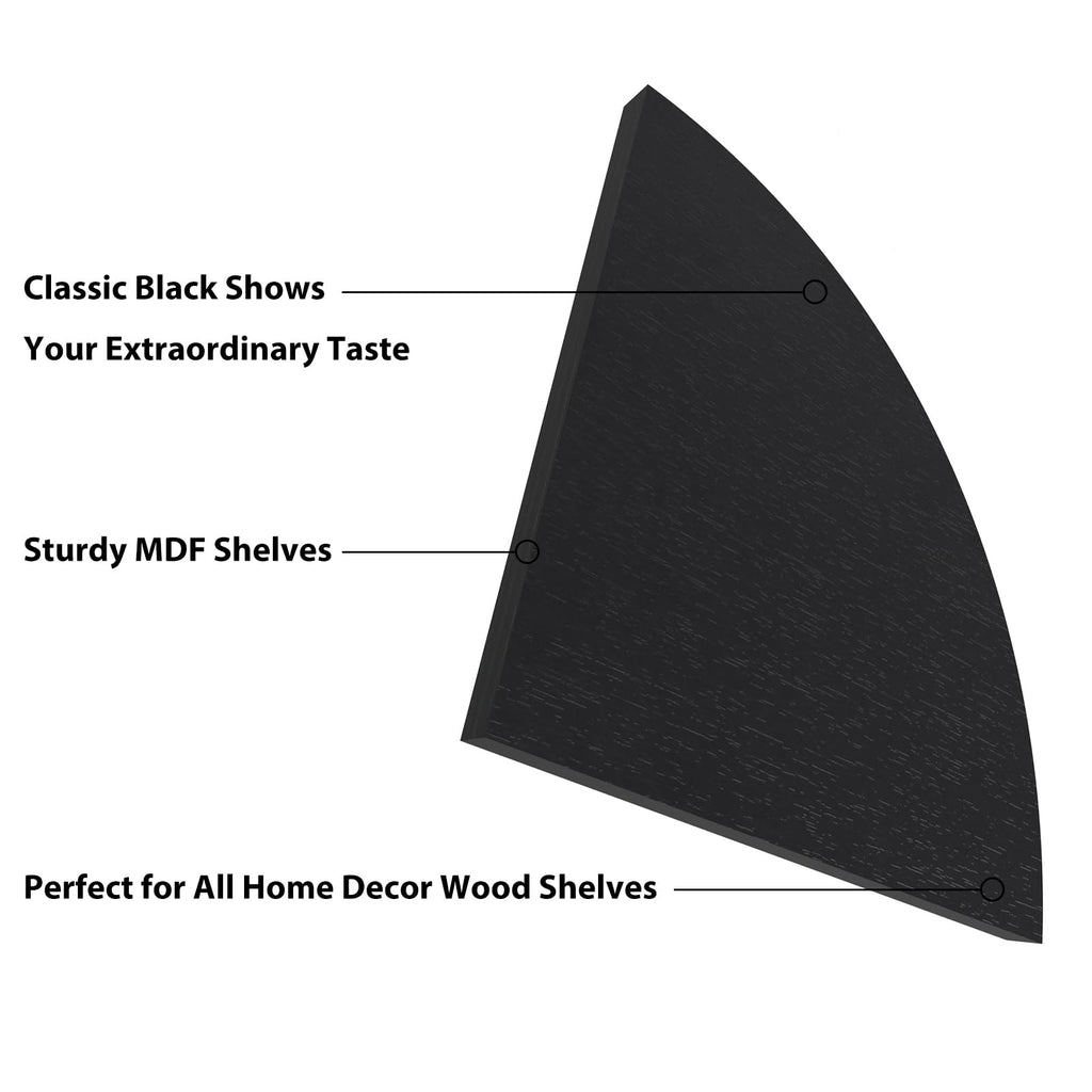 6 Pack Floating Corner Shelf Wall Mount (Black)