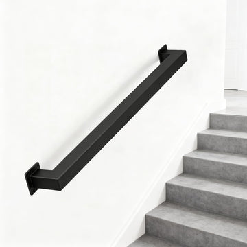 3FT Stair Railing Indoor Wall Mount, 500lb Black Handrail