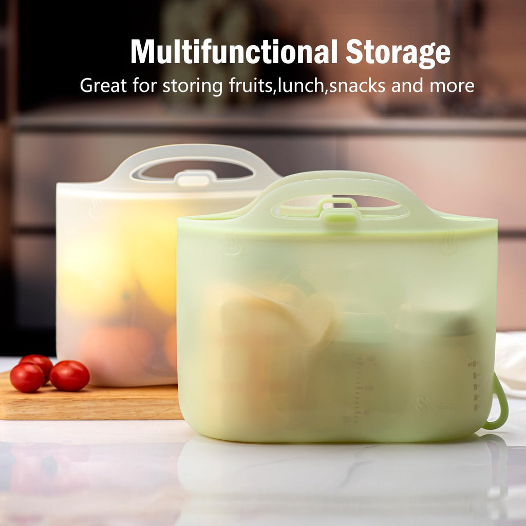 Silicone Travel Bottle Sterilizer Bags | 2000ml Microwave Steam Sterilizer Bags for Baby Bottles, Breast Pump &