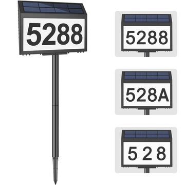 Solar Address Sign, House Numbers for Outside, LED Address Plaque