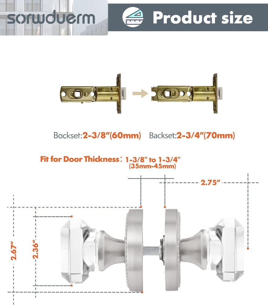 Satin Nickel Door Knobs Crystal Door Knob Brushed Nickel Passage Door Knobs Square Glass Silver Interior Door Knob