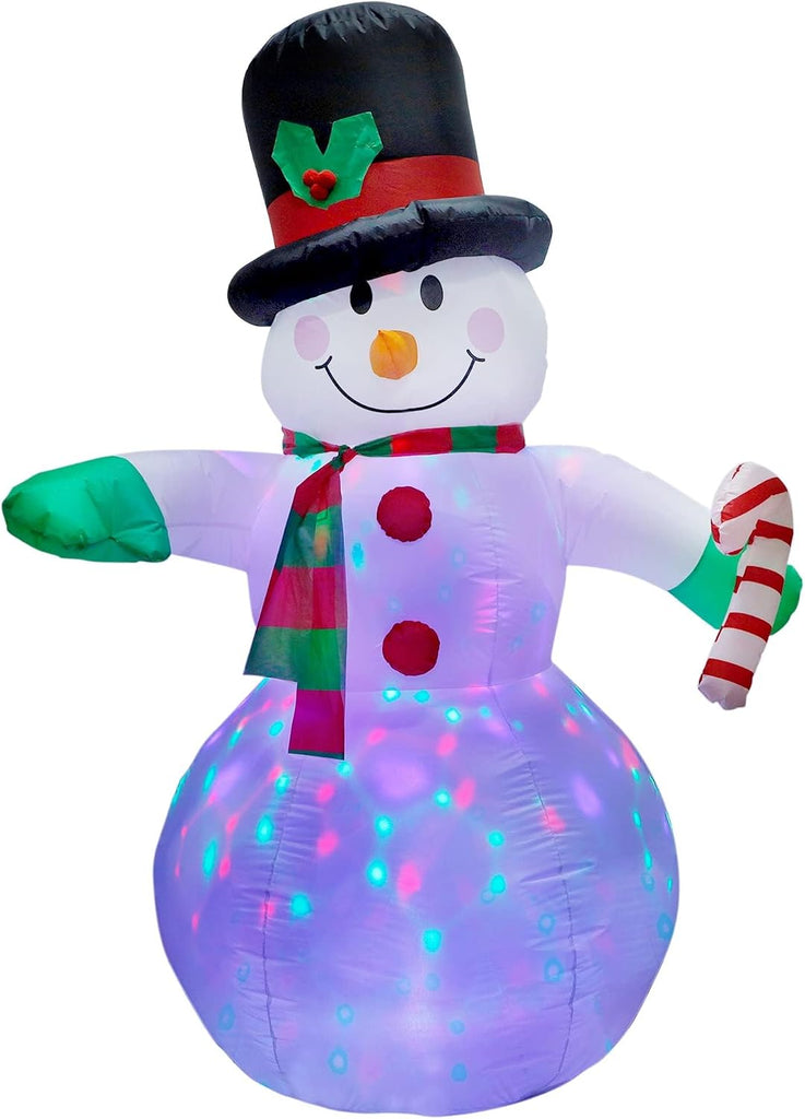 6 FT Christmas Inflatable Snowman, Christmas Blow up Decoration with Rotating LED Lights, Perfect for Indoor Outdoor
