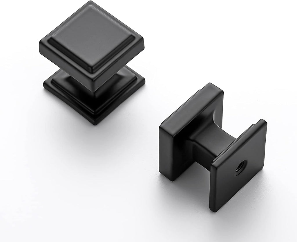 30 Pack Matte Black Square Kitchen Cabinet Knobs,Zinc Solid Drawer Pulls,Farmouse Cabinet Handles and Bathroom, Modern