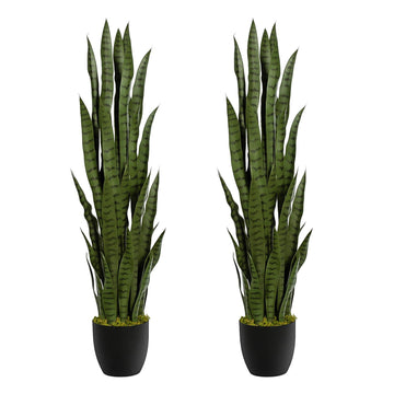 4ft Artificial Snake Plant - 46in Faux Sansevieria Plants, Fake Floor Plant for Indoor Outdoor, Front Porch Patio
