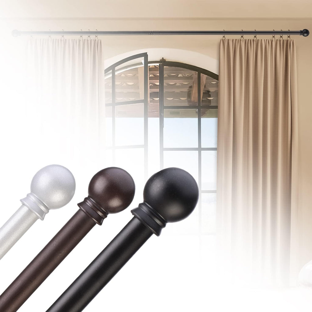 Curtain Rods for windows, 5/8 inch Decorative Matte Black Splicing Heavy Duty Metal Curtain Rod set