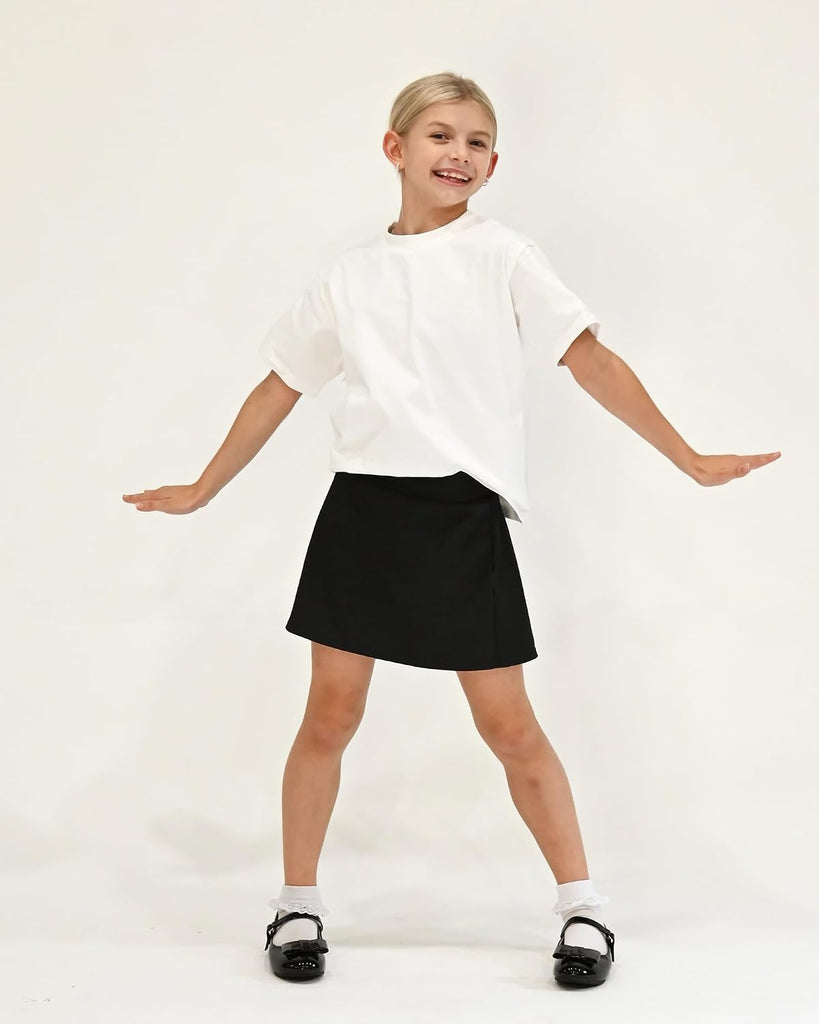 Girls A-Line Tennis Skort with Built-in Shorts for Sports Play
