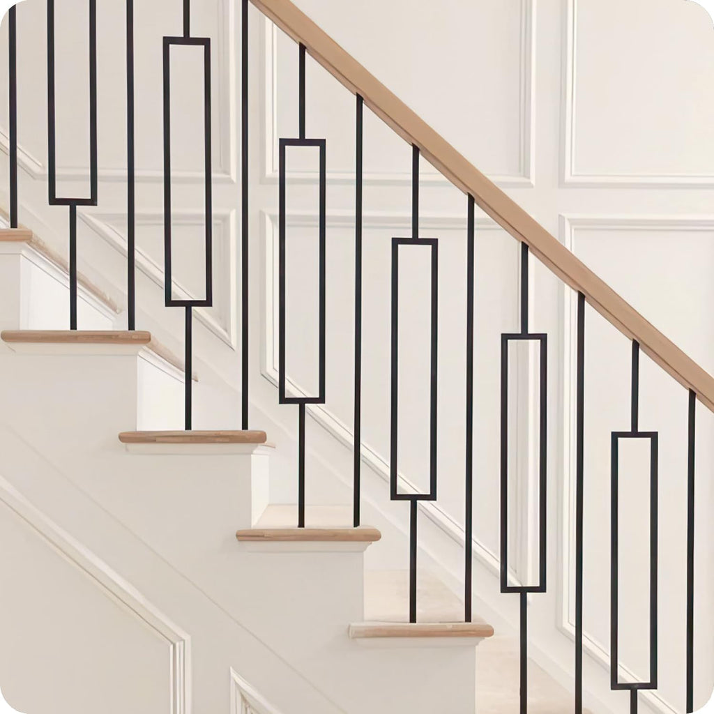 30Pack Wrought Iron Balusters 44 Inches Deck Balusters Combine 1/2" Square Plain Bar Balusters, 10 Single Rectangle