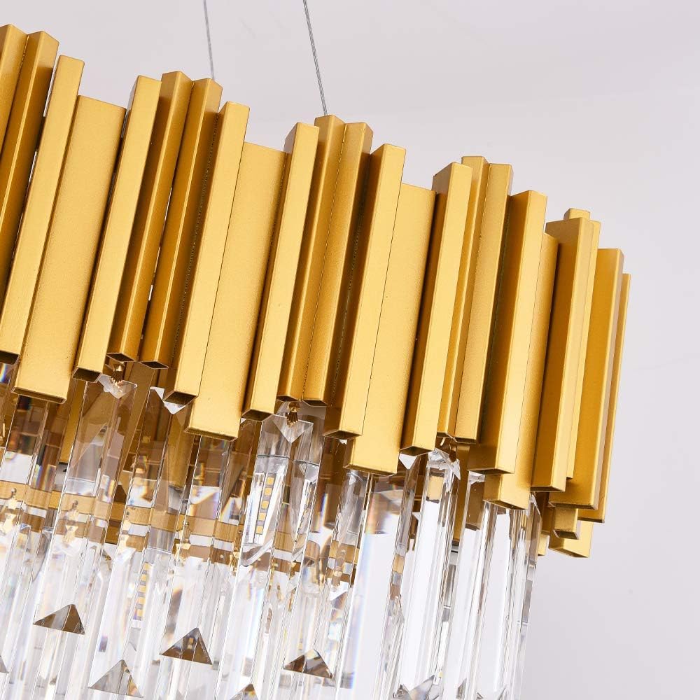 Inspired Odeon Style Gold Oval Raindrop Crystal Linear Chandelier W51" - A107-B07NWC3BT1