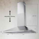 30 Inch Stainless Steel Wall Mount Range Hood Charcoal Filter Convertible Ducted/Ductless