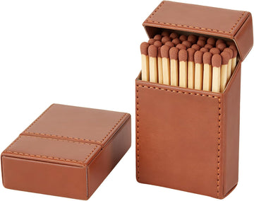 Leather Match Holder with Magnetic Closure, Smooth Leather Clean Stitching, and Moisture-Resistant Design for Coffee