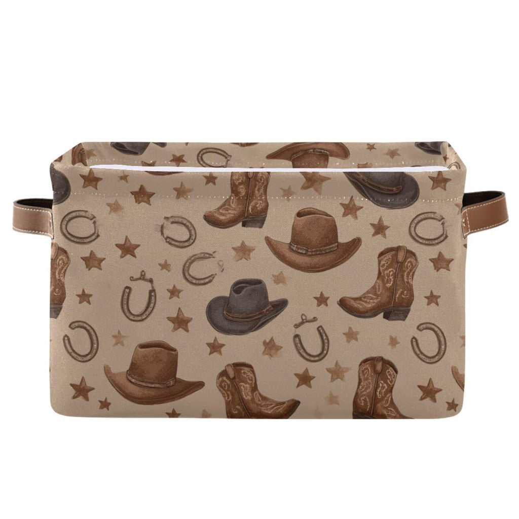 Toy Storage Basket Western Cowboy Cowgirl Nursery Bins Lucky Horse Shoe Baby Toys Box Canvas Clothes Shelf Basket