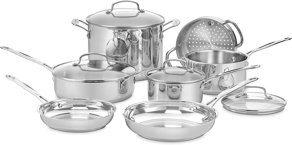 Chef's Classic 11-Piece Stainless Steel Pots and Pans Set, Cookware Set Compatible with Induction, Electric, Gas
