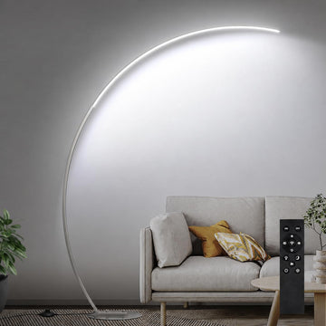 Dimmable LED Floor Lamp with 3 Color Temperatures, Ultra Bright Brushed Nickel Arc Floor Lamps, Modern Tall