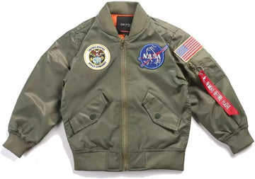 Youth NASA MA-1 Flight Light Weight Jacket Military Coat for Kids Boys