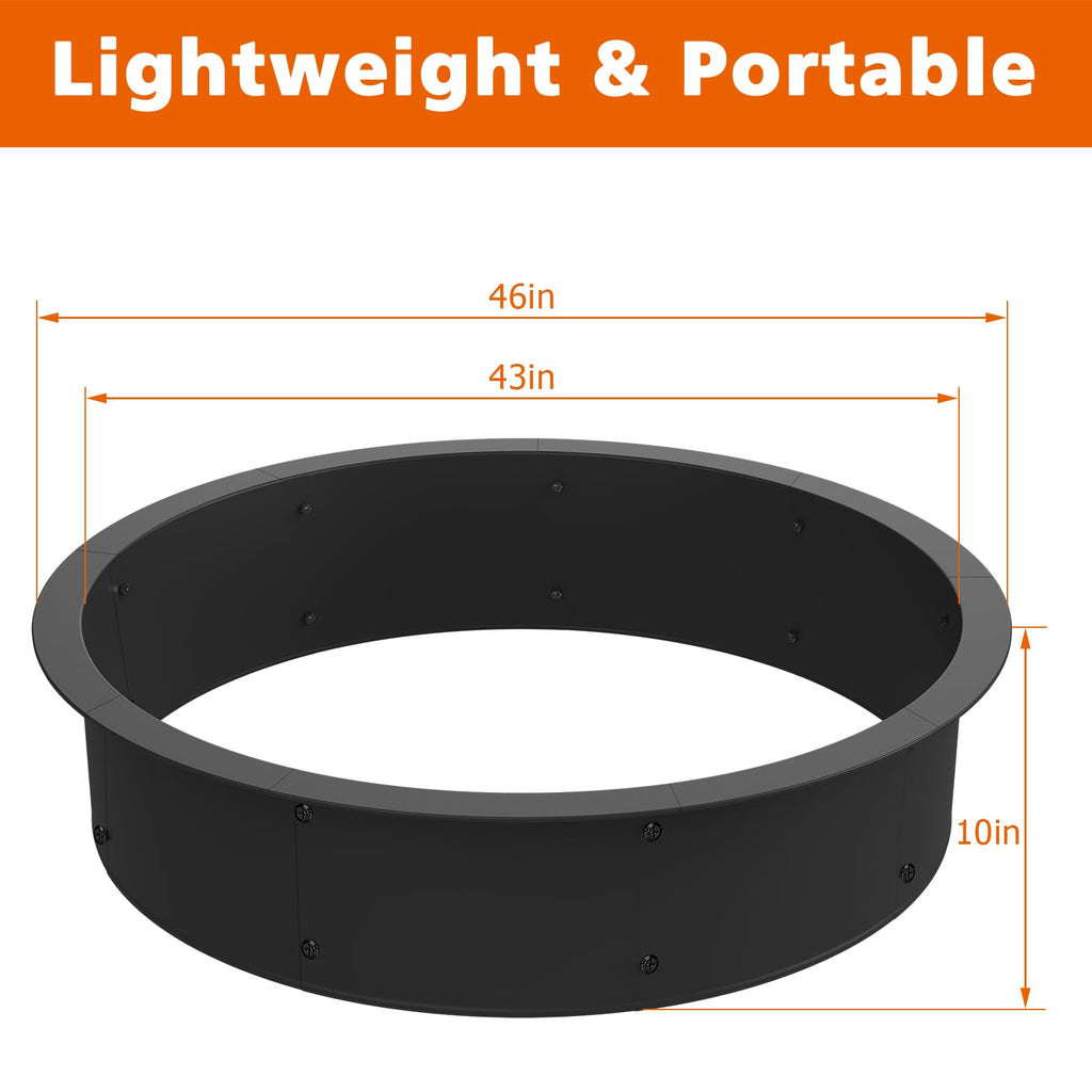 Fire Pit Ring Outdoor 46 Inch Outer 43 Inch Inner Round Firepit Accessories