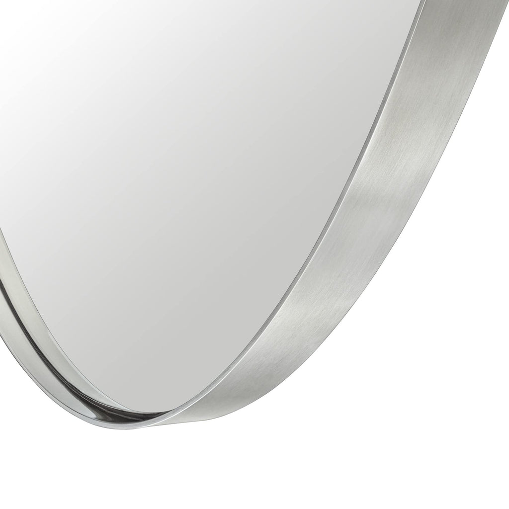 Brushed Nickel Oval Recessed Bathroom Medicine Cabinet with Mirror Stainless Steel Metal Framed Oblong Pill Shaped