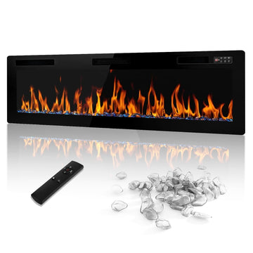 60 inch Electric Fireplace Recessed and Wall Mounted, 750/1500W Fireplace Heater and Linear Fireplace with