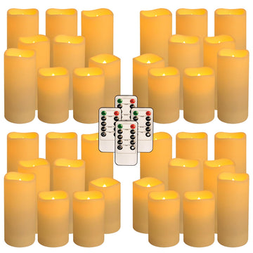 36 Pack Waterproof Flameless LED Candles - Outdoor Battery Operated Candles with Remote & Timer, Realistic Flickering