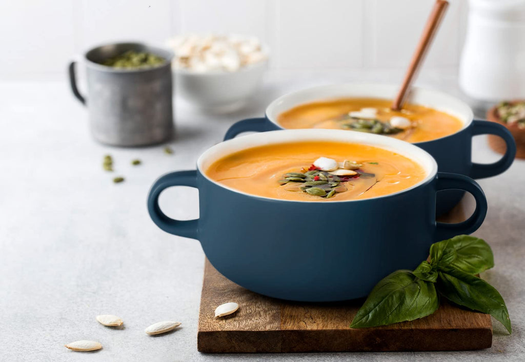 Soup Crocks, Ceramic Bowls, Broil, Oven, Microwave and Dishwasher Safe, with Handles, For Casserole, Pasta, Cereal
