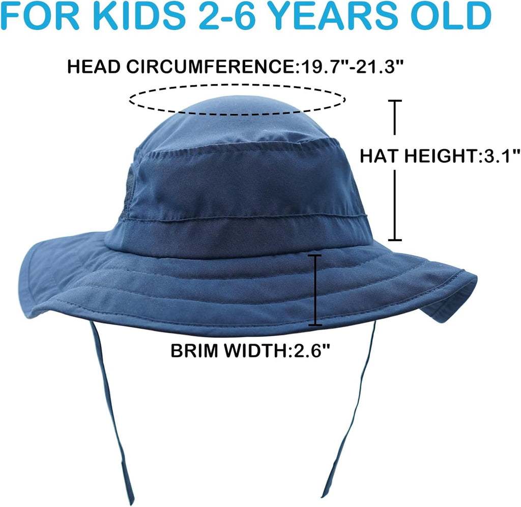 Kids Sun Hat for Boys Girls Wide Brim Bucket Hat UPF 50+ Sun Protection Hat Breathable Summer Beach Hat