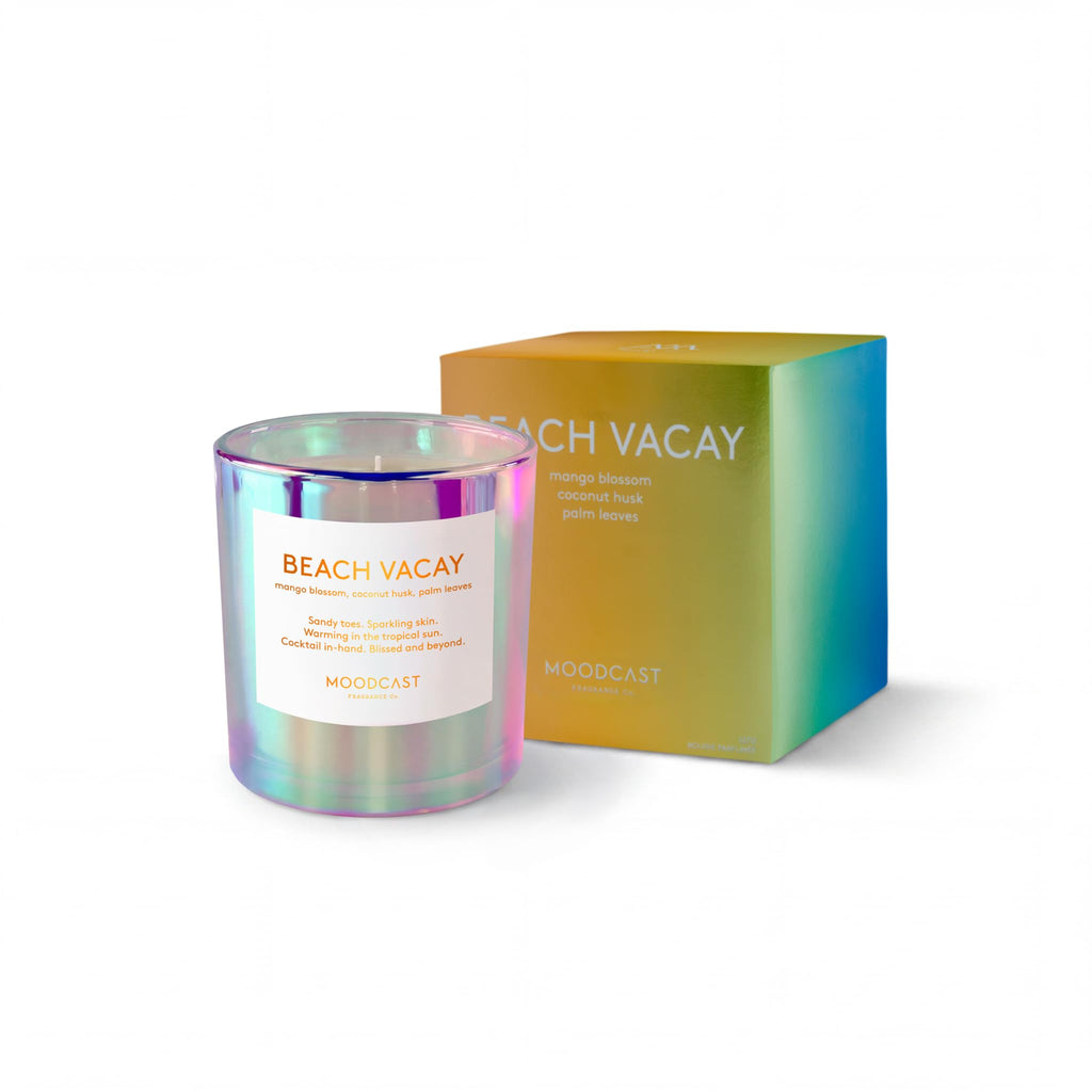 Beach Vacay Scented Candle - Aesthetic Candle, Mango Blossom, Coconut & Palm Leaf, Clean Coco Wax Blend, Vegan