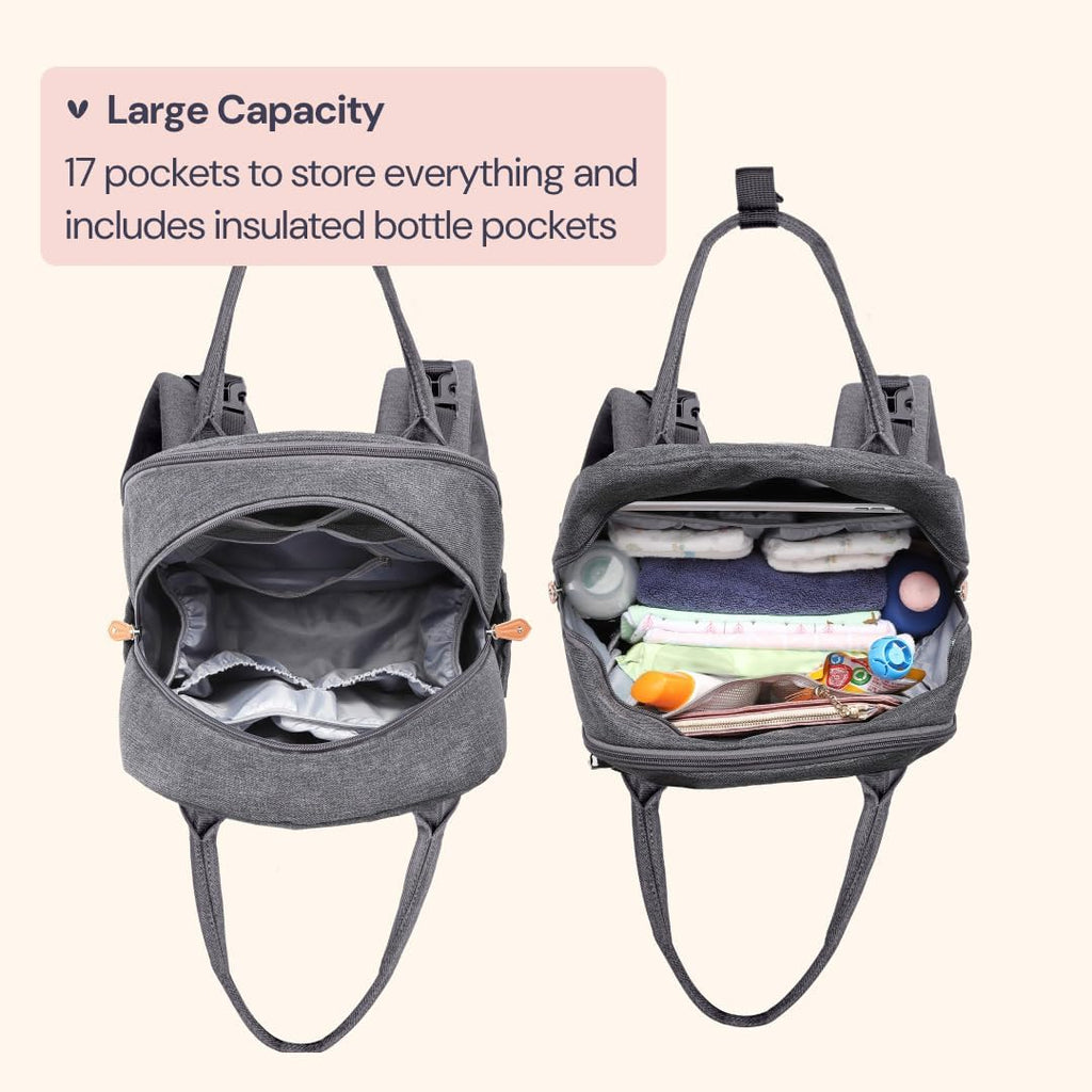 Diaper Bag Backpack - Baby Essentials Travel Tote - Multi Function Water Resistant Diaper Bag, Travel Essentials Baby