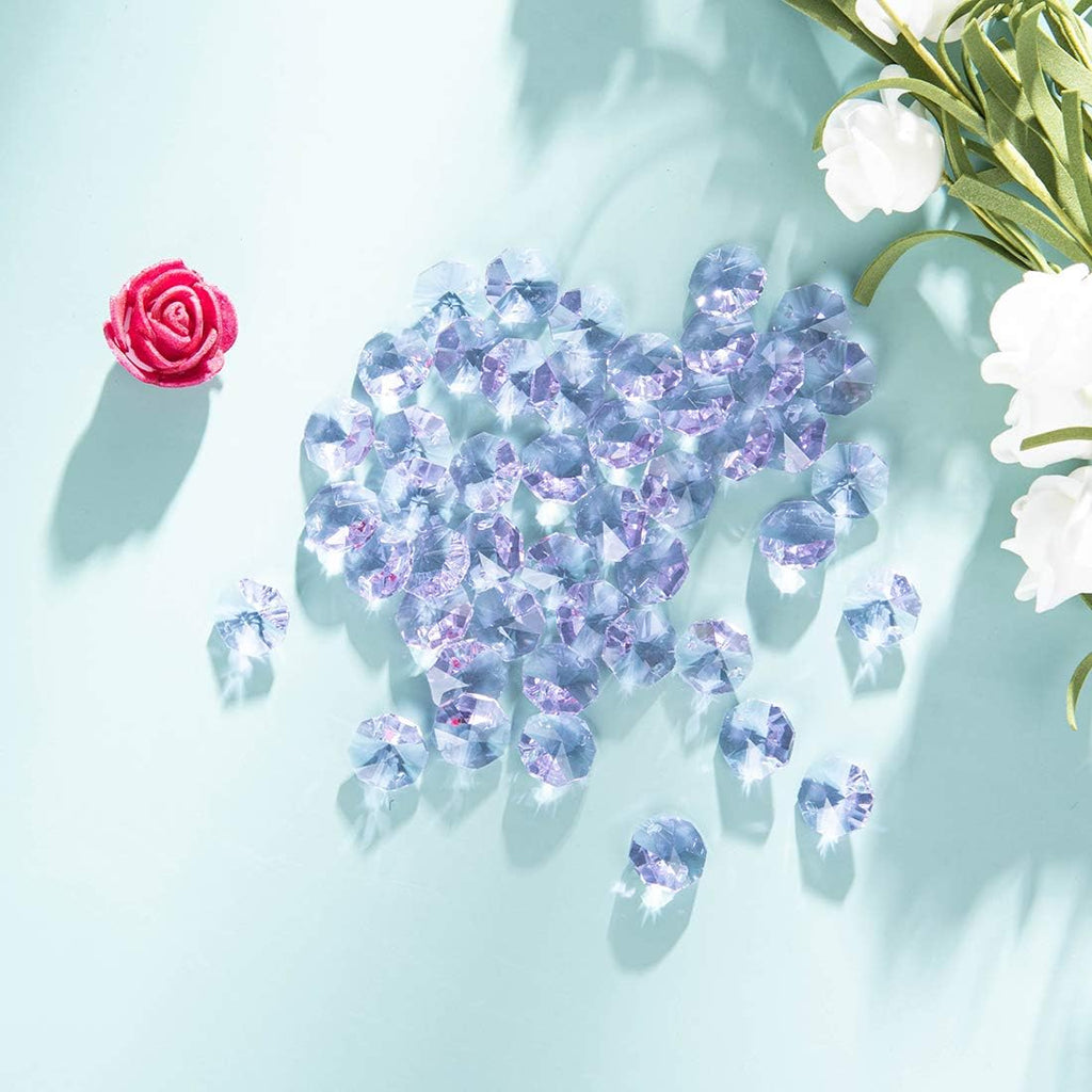 Light Purple Crystal 14mm Octagon Beads, Glass Curtain Drop Suncatchers, Crystal Garland Parts Pack of 100